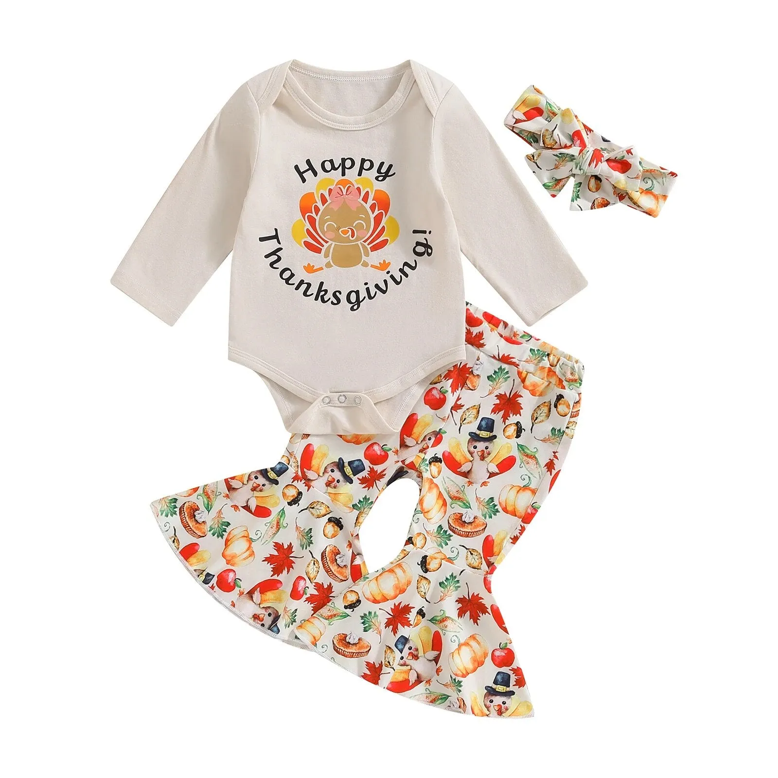 Infant Baby Girls Thanksgiving Clothes 3pcs Set