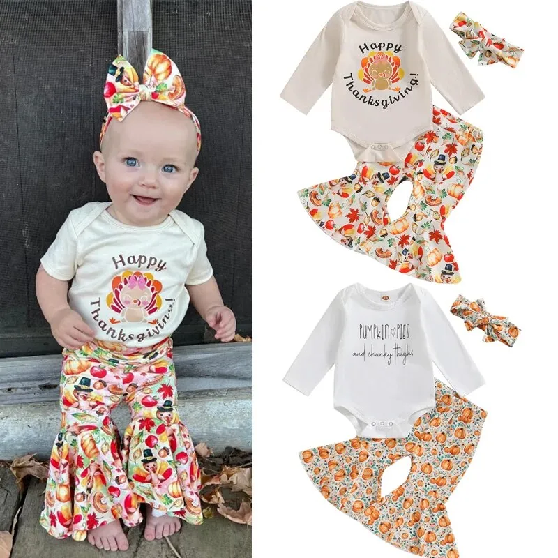 Infant Baby Girls Thanksgiving Clothes 3pcs Set