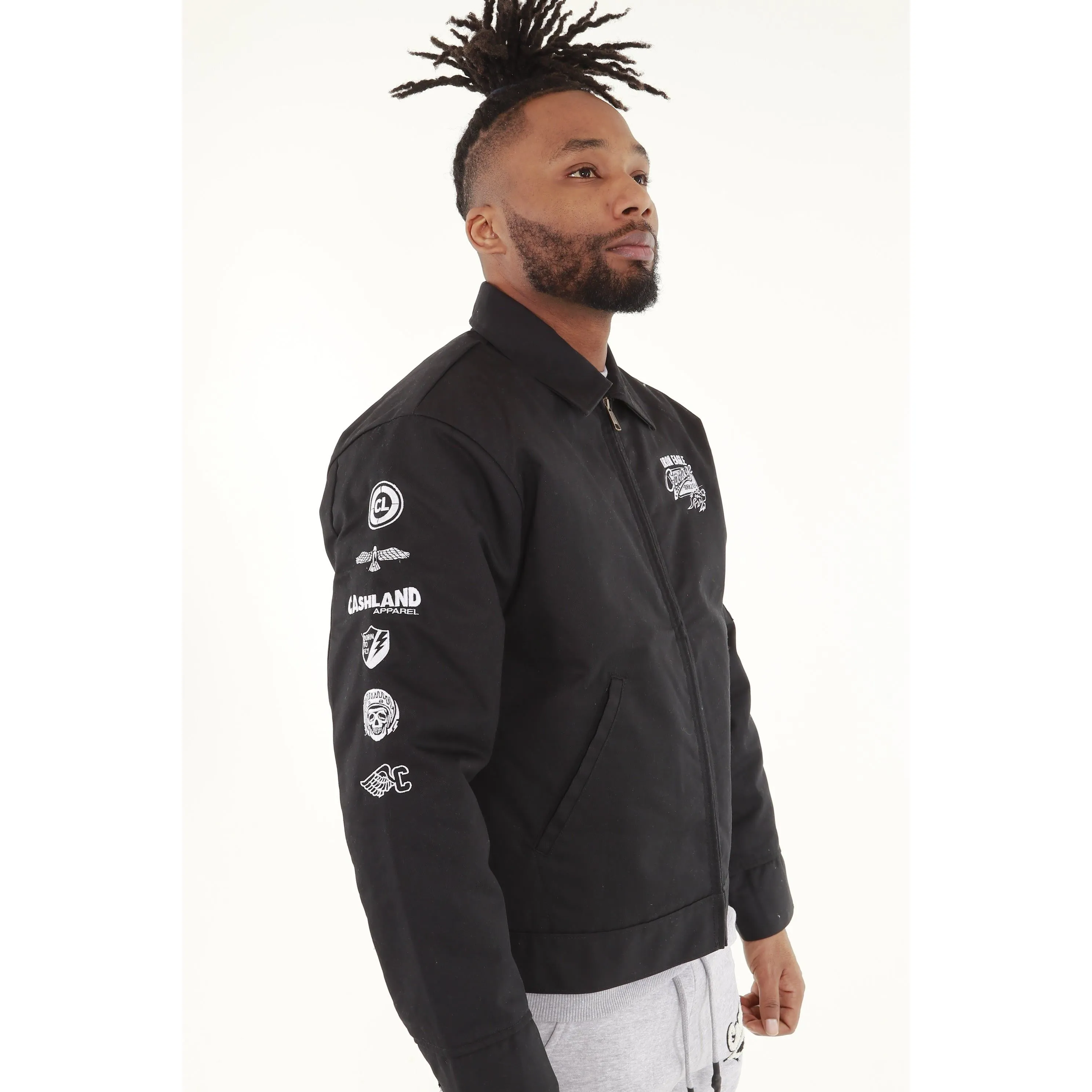 Iron Eagle Garage Mechanic Jacket . Black / White