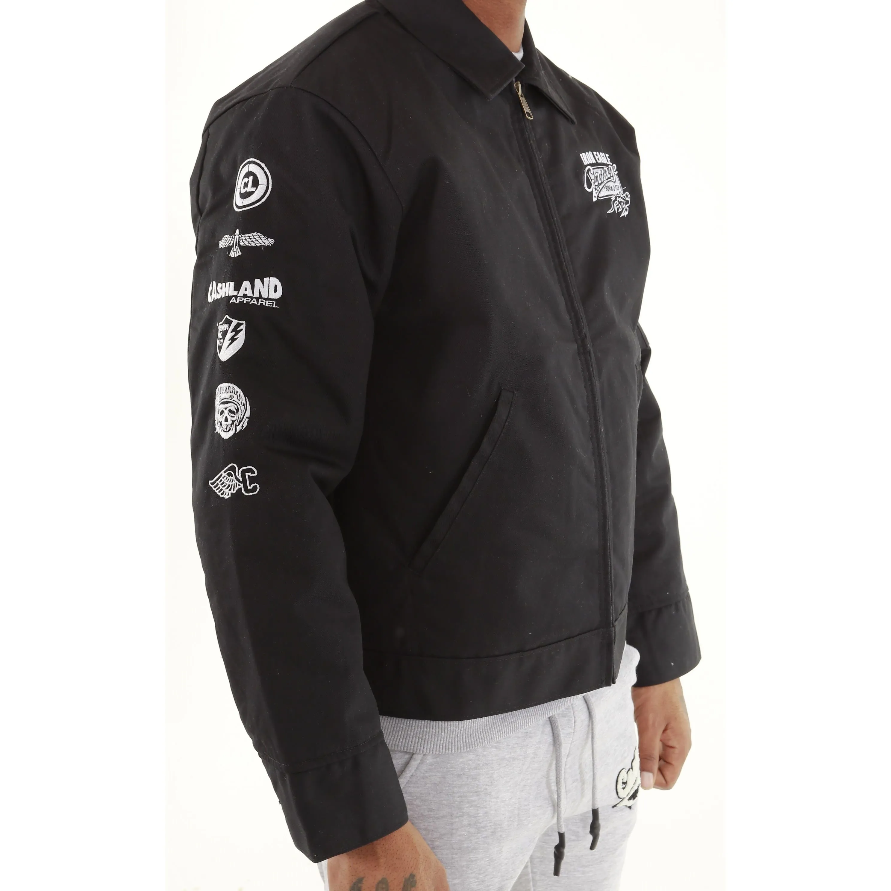 Iron Eagle Garage Mechanic Jacket . Black / White