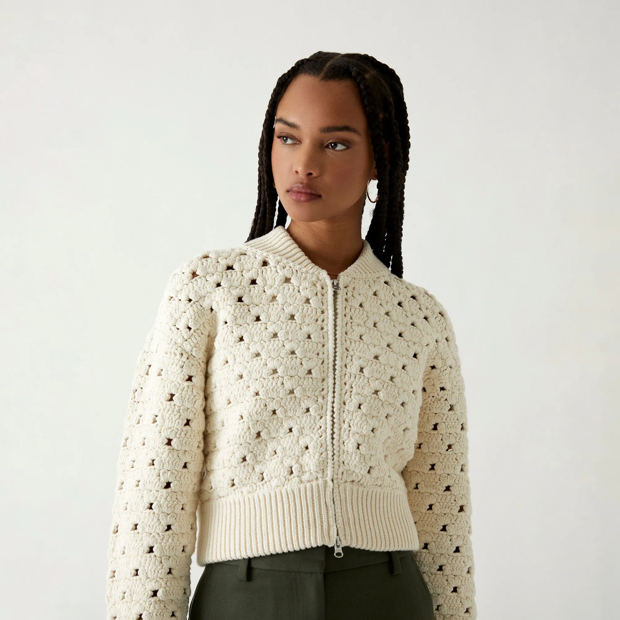 Kith Women Merritt Crochet Knit Bomber - Whisper