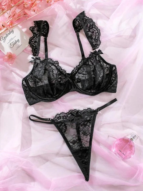 Lace Ruffle Lingerie Set