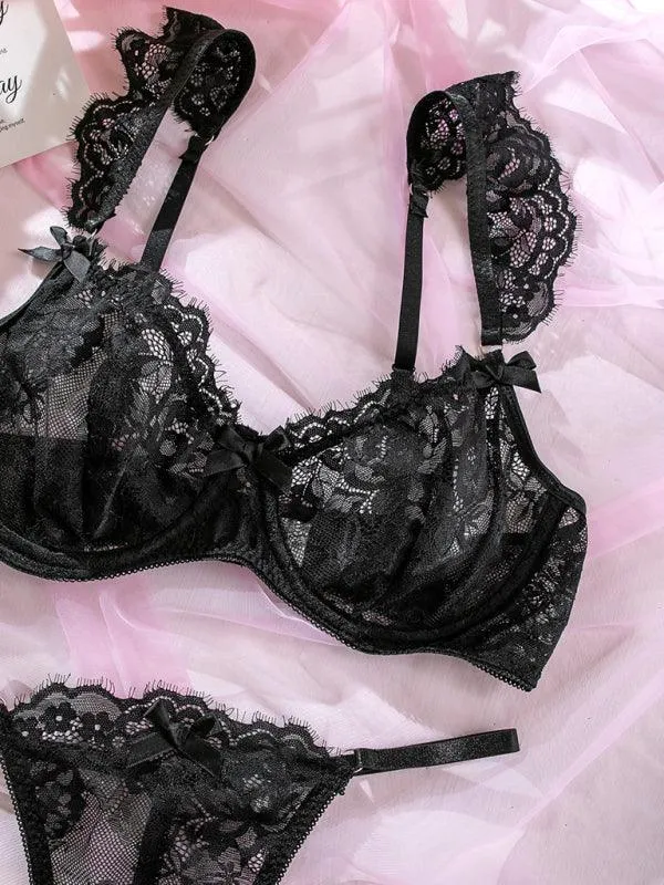 Lace Ruffle Lingerie Set