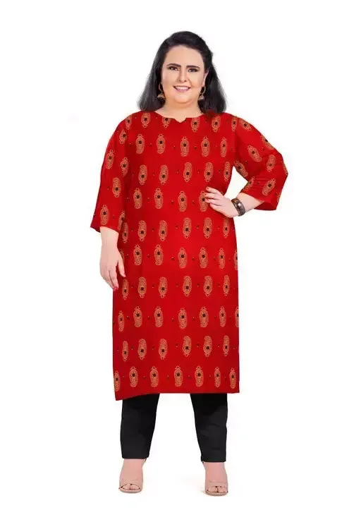 Like Mom Like Daughter - Minakari Red Pure Rayon With Handwork Daily Wear Kurti