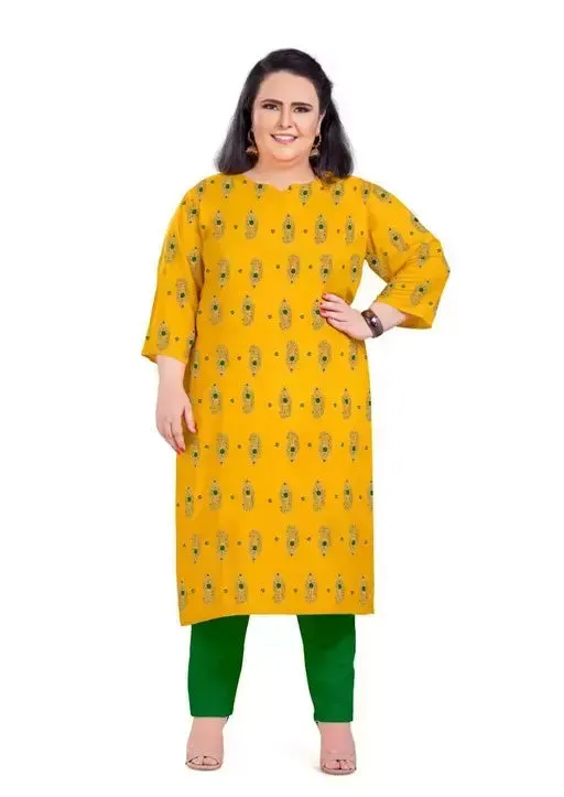 Like Mom Like Daughter - Minakari Yellow Pure Rayon With Handwork Daily Wear Kurti