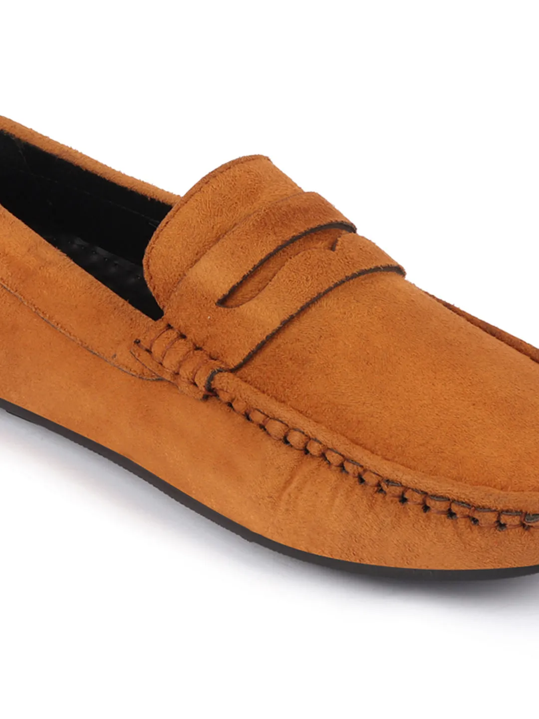 Men Camel Suede Leather Side Stitched Driving Loafer and Moccasin