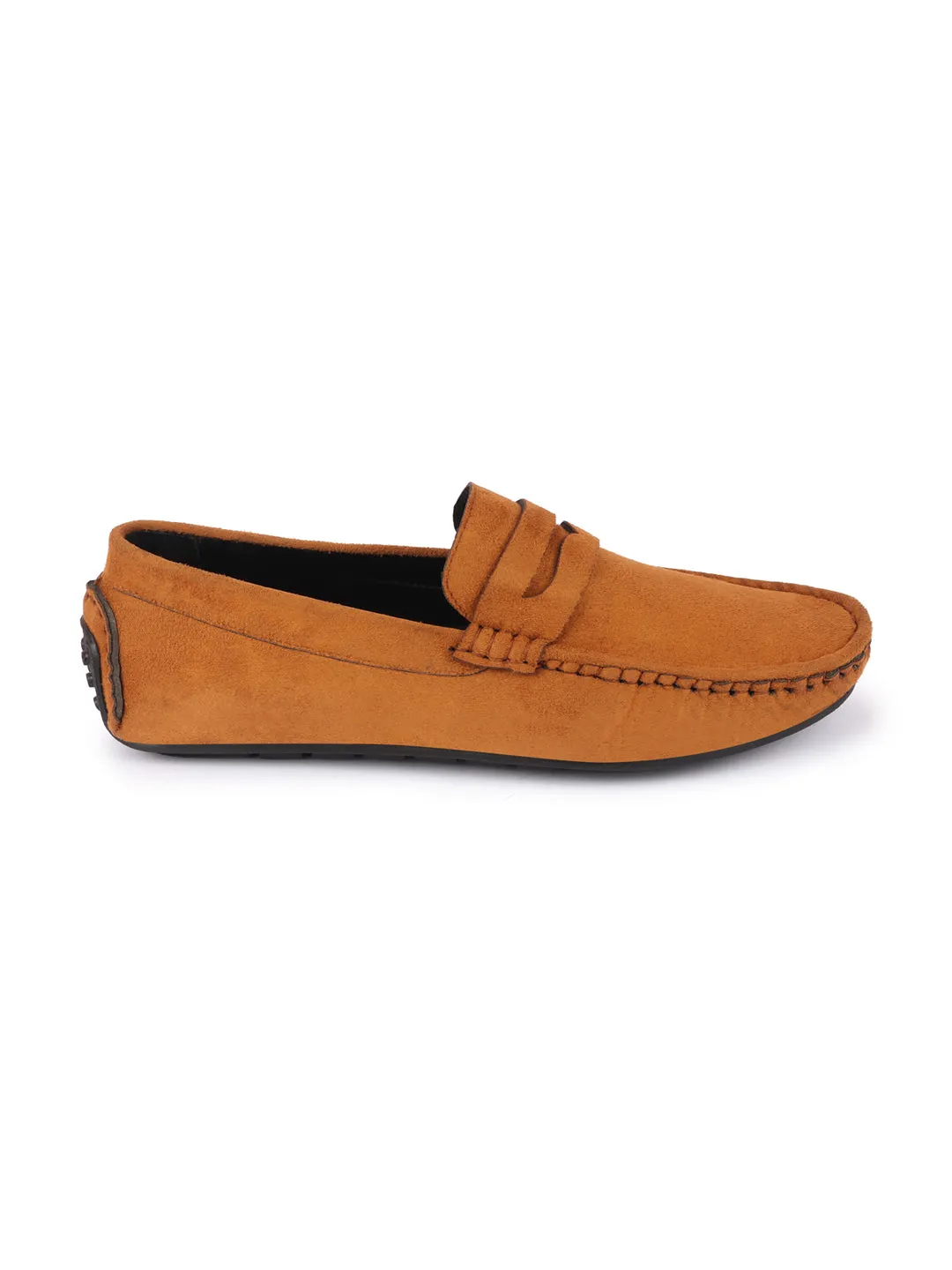 Men Camel Suede Leather Side Stitched Driving Loafer and Moccasin