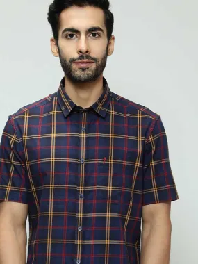 Men Checked Half Sleeve Cotton Shirt