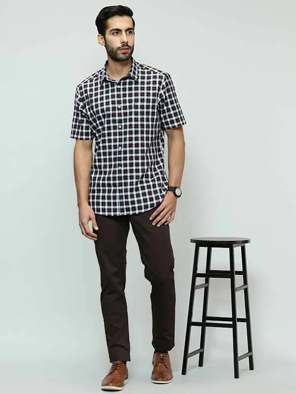 Men Checked Half Sleeve Cotton Shirt