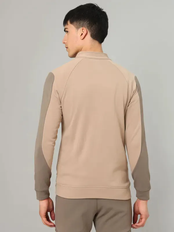 Men Colorblock Slim Fit Mock Neck Jacket with TECHNO GUARD