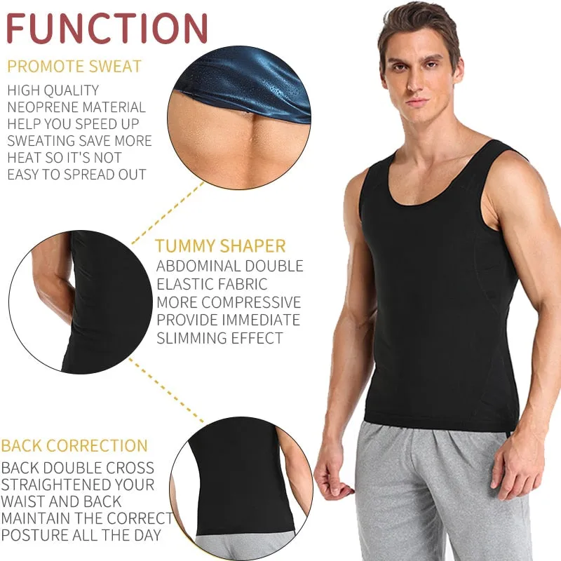 Men Polymer Sweat Sauna Shaper Vest Body Shaper Waist Trainer