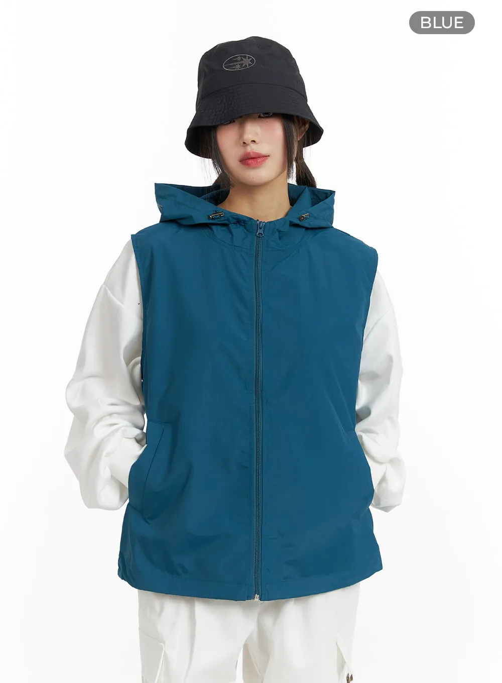 Nylon Hooded Vest Jacket CF423