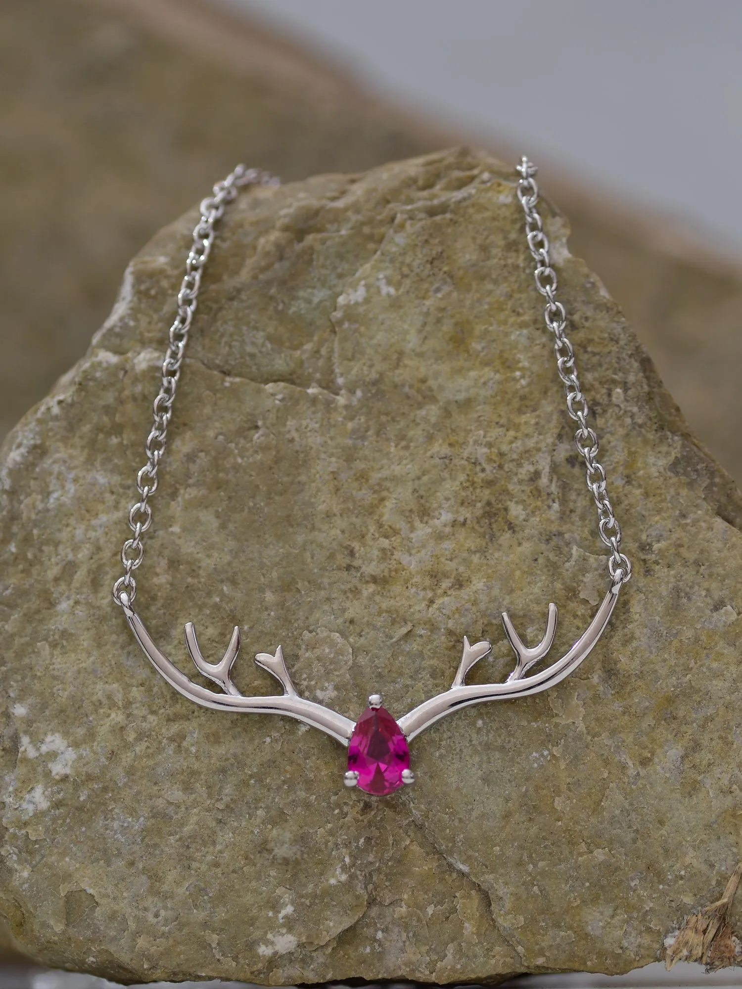 Ornate Jewels Ruby Deer Necklace For Women