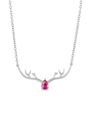 Ornate Jewels Ruby Deer Necklace For Women