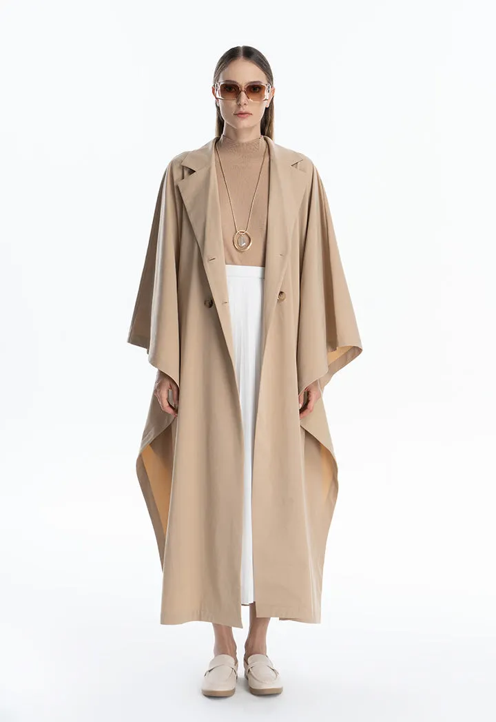 Oversized Solid Trench Coat Maxi Dress