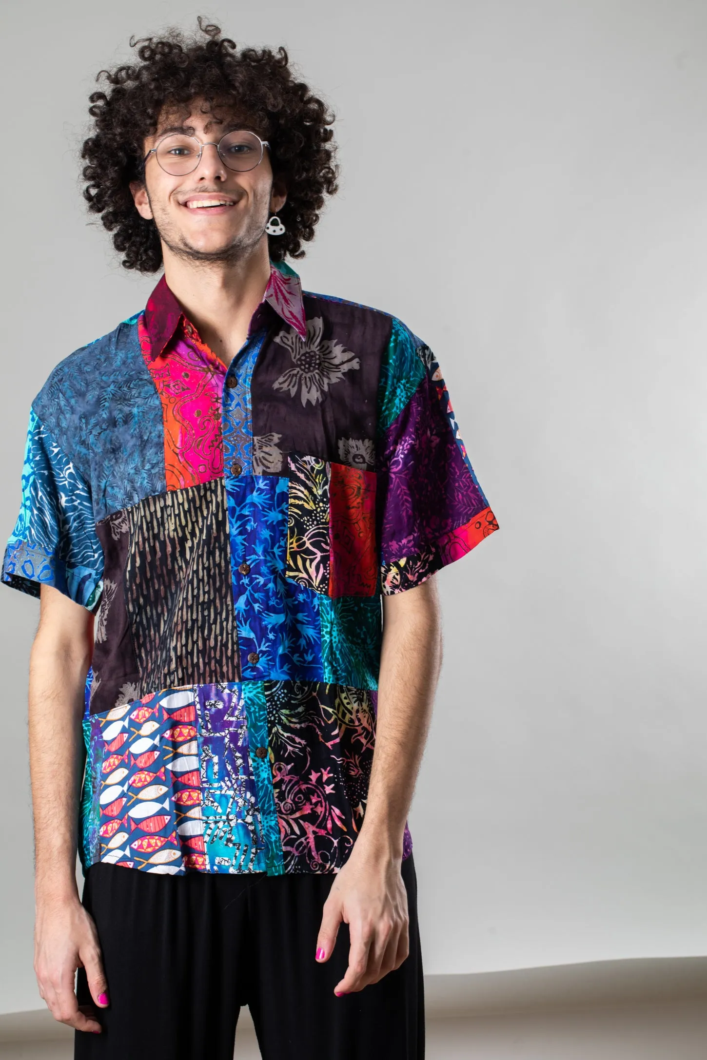 Patchwork Party Batik Button Up Shirt