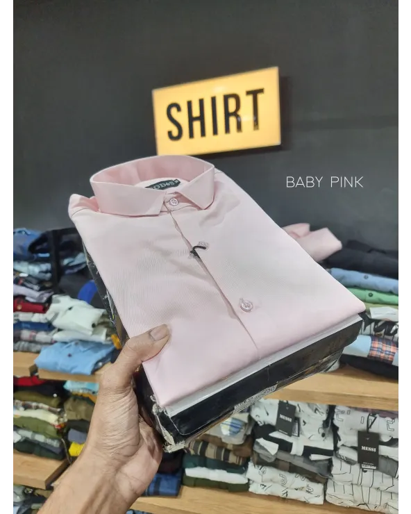 Plain Satin Shirt  - Light Pink