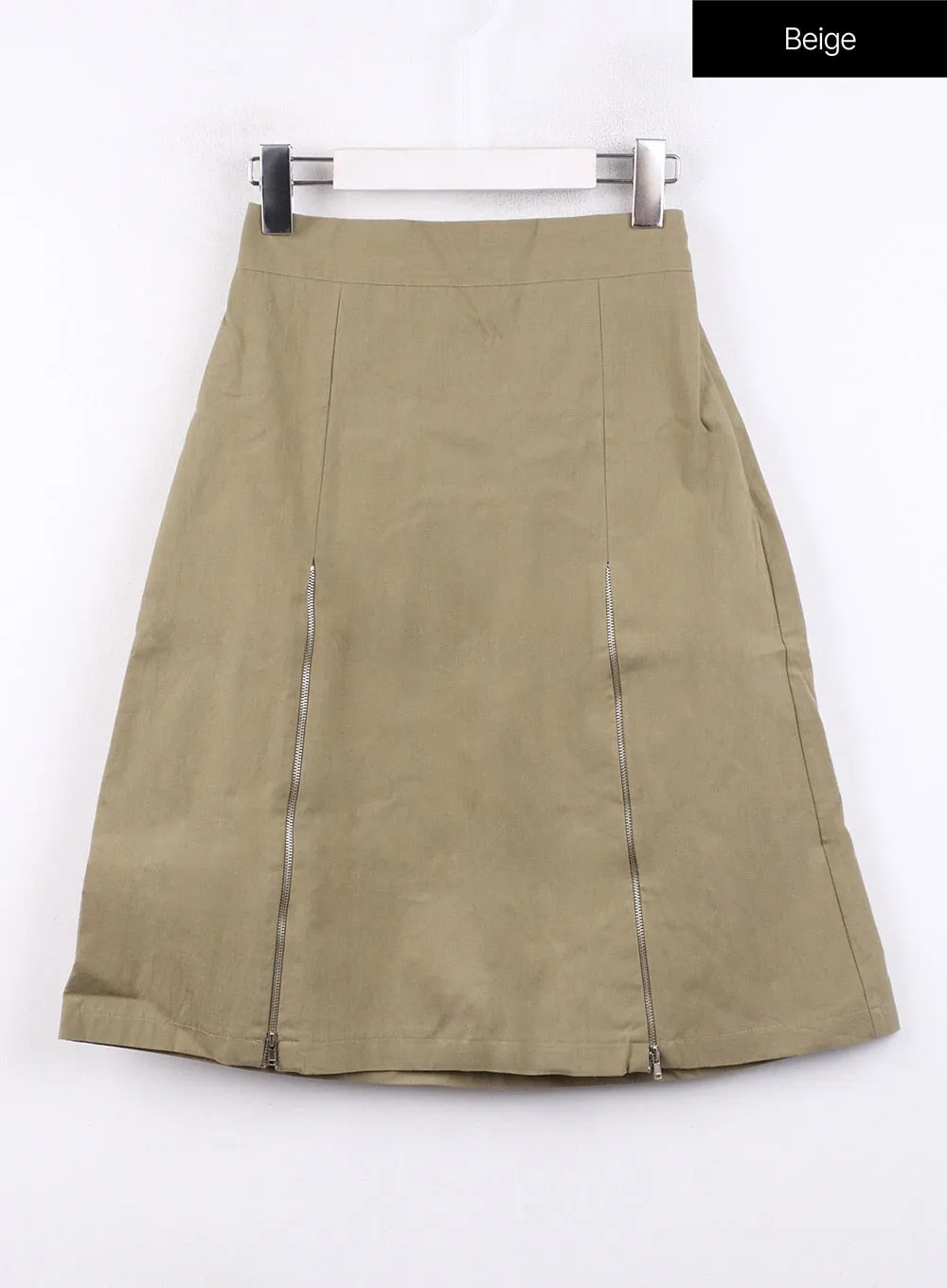 Pleated Zip Up Mid Skirt CJ419