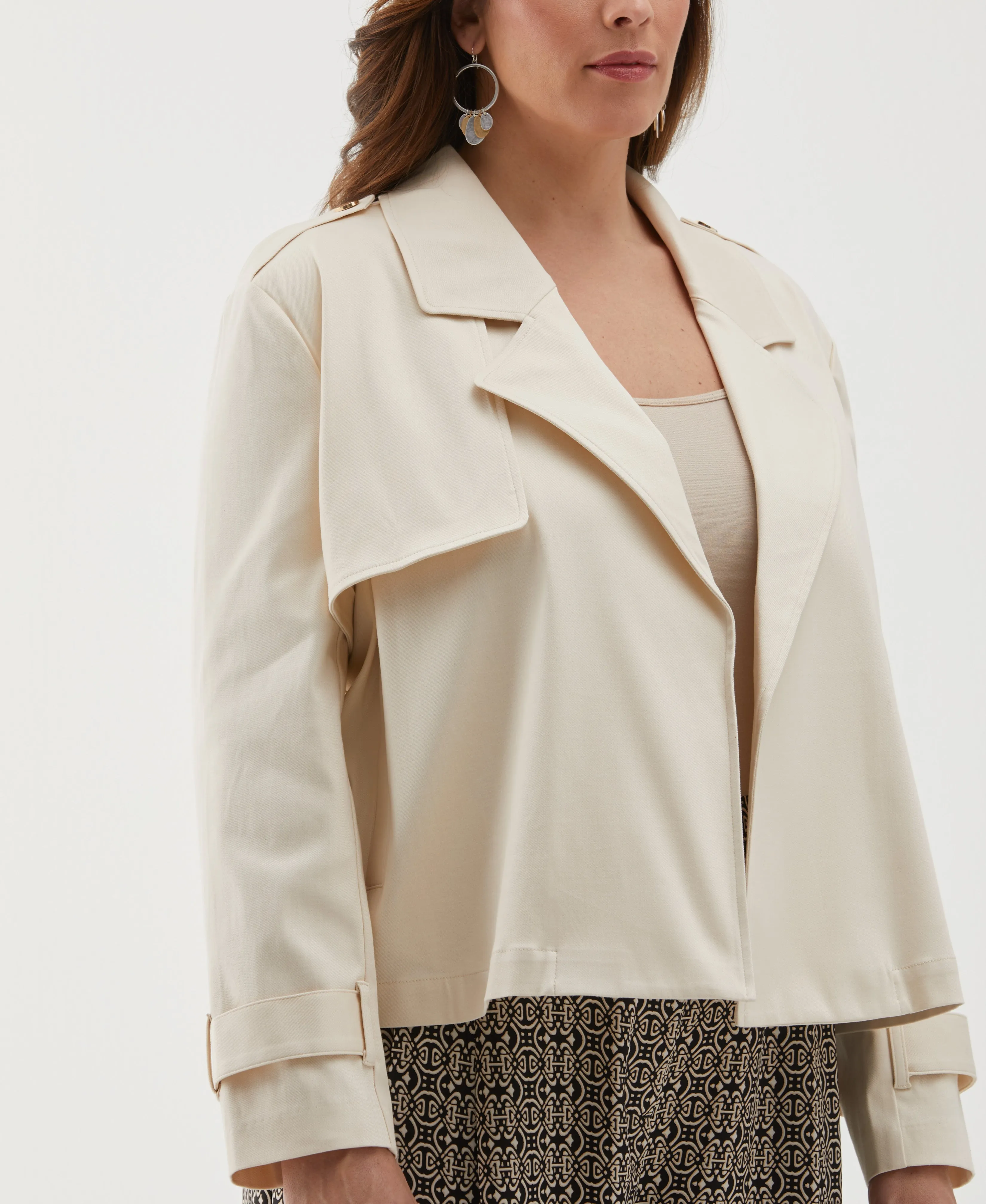 Plus Size Crop Trench Jacket