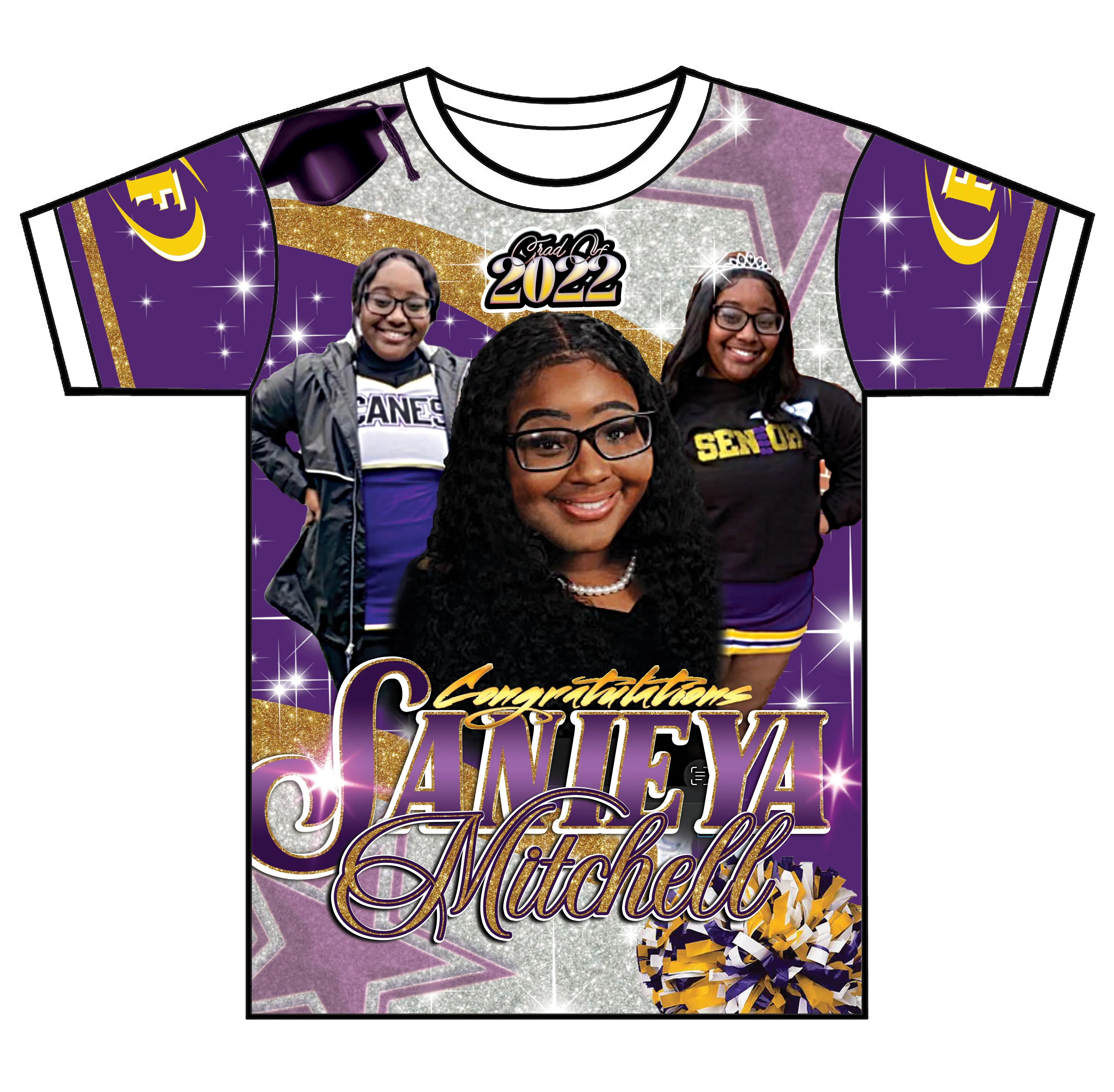 "Sanieya" Custom Designed Graduation 3D shirt