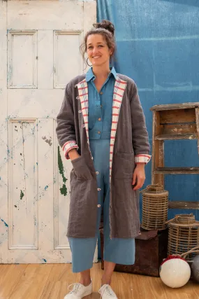 Reversible Coat - Gallnut and Iron Khadi & Check Mate Blockprint