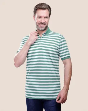 SHORT SLEEVE STRIPED POLO SHIRT - GREEN