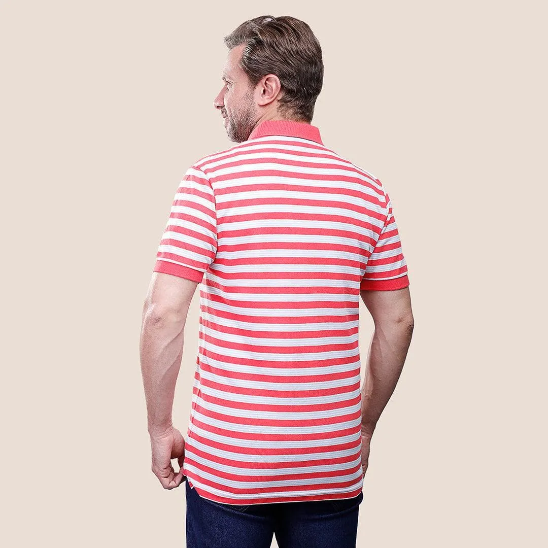 SHORT SLEEVE STRIPED POLO SHIRT - MELON