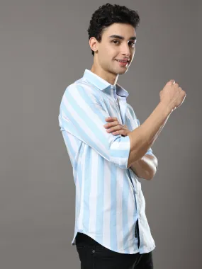 Sky Blue And White Stripes Shirt