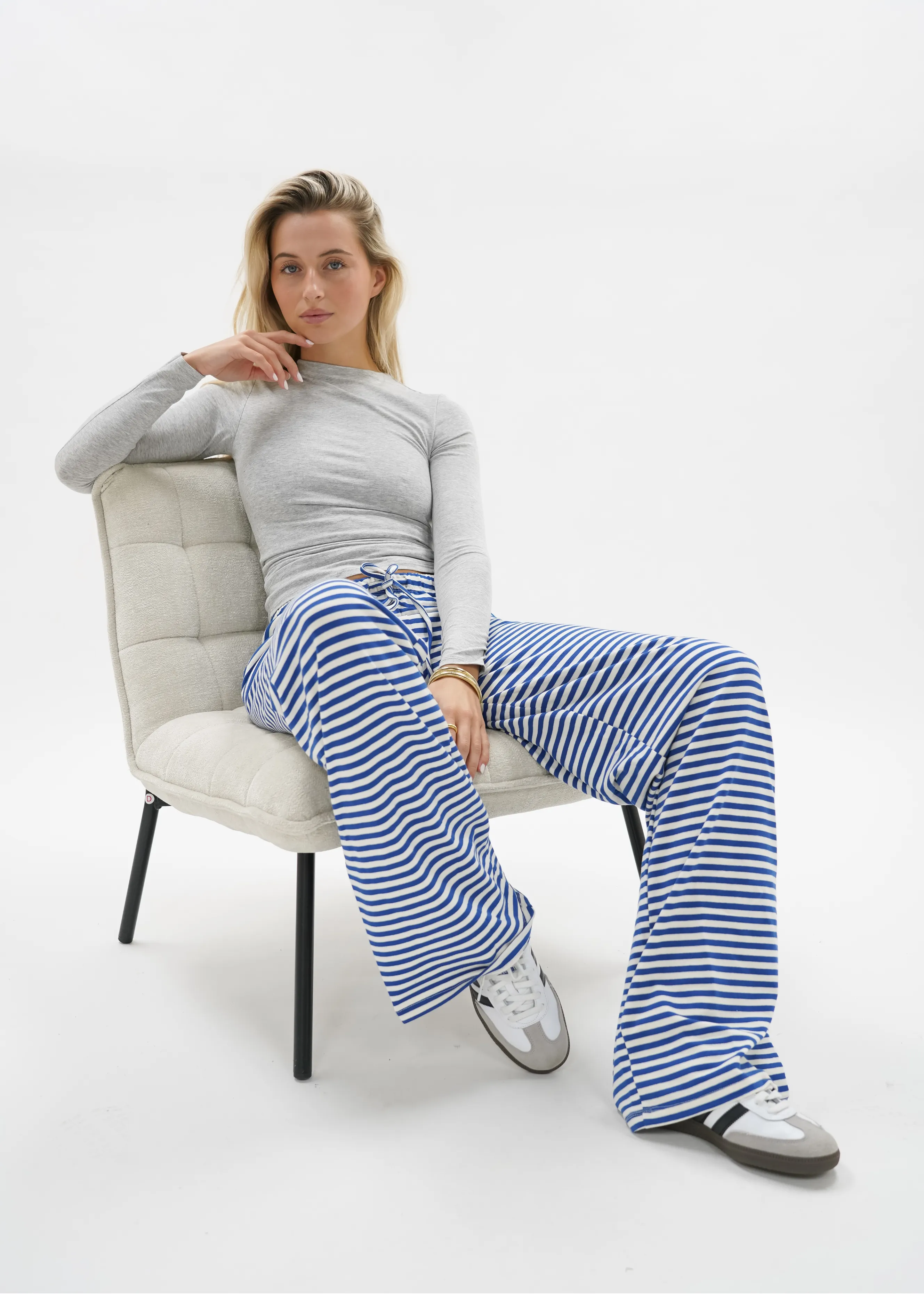 Soft striped pants crème/blue (regular)