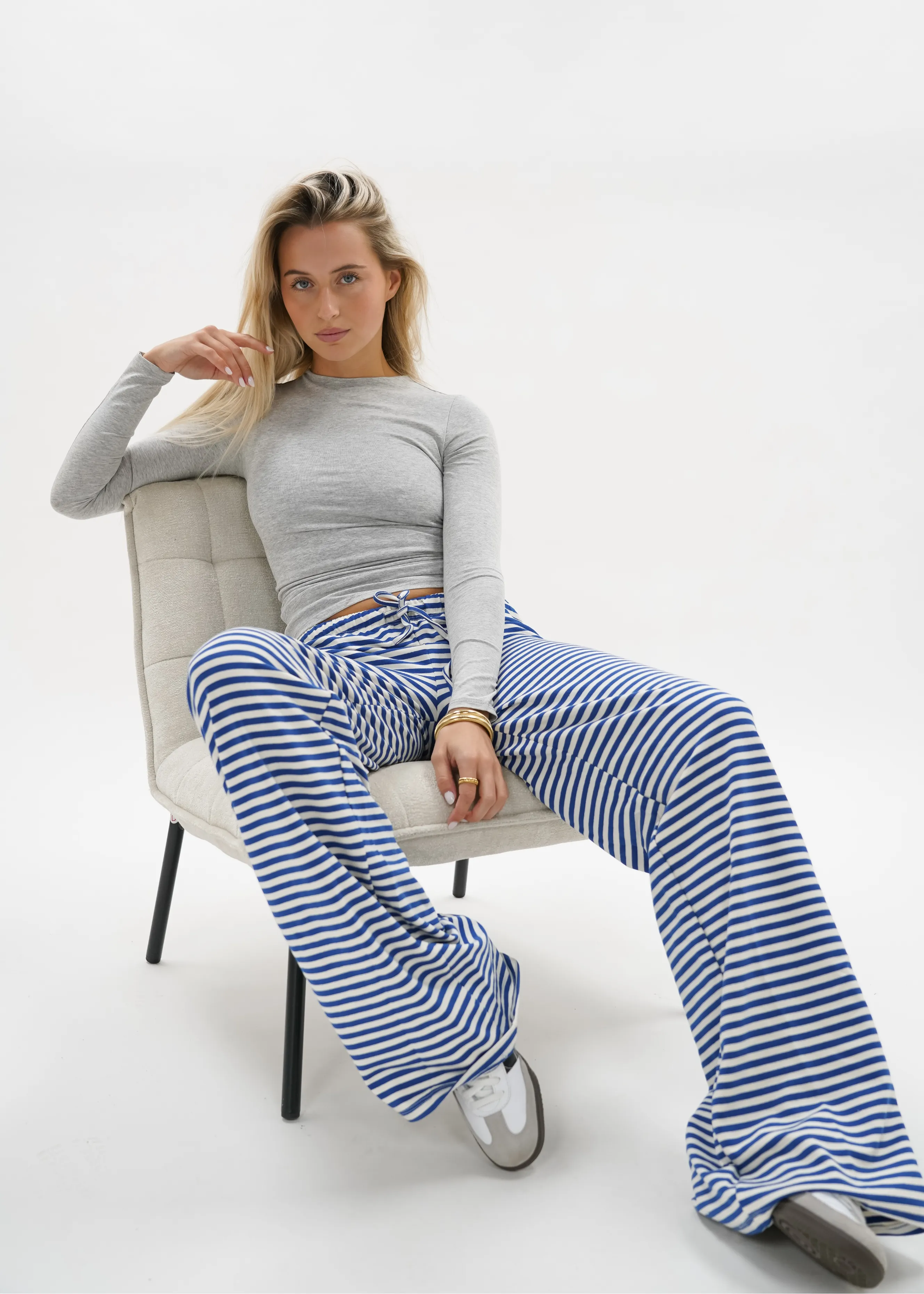 Soft striped pants crème/blue (regular)