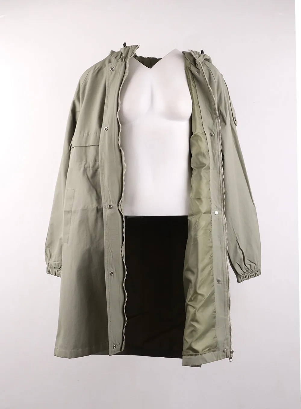 Solid Hooded Trench Coat OF405