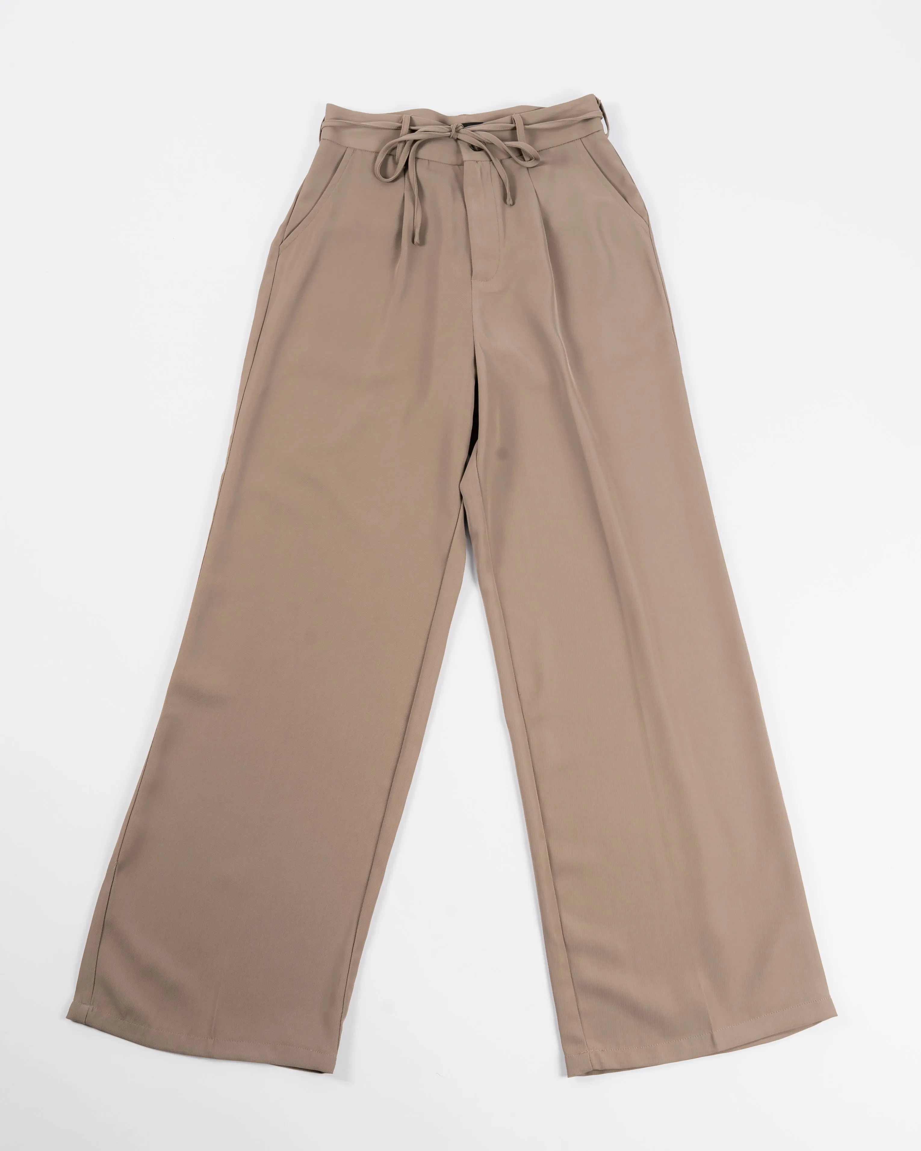 Stephanie Ribbon Tie Pants (Khaki Brown)