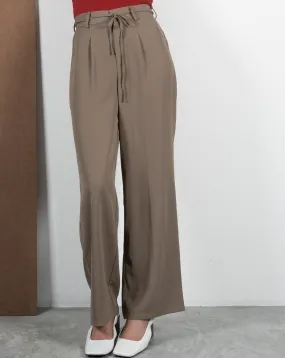 Stephanie Ribbon Tie Pants (Khaki Brown)