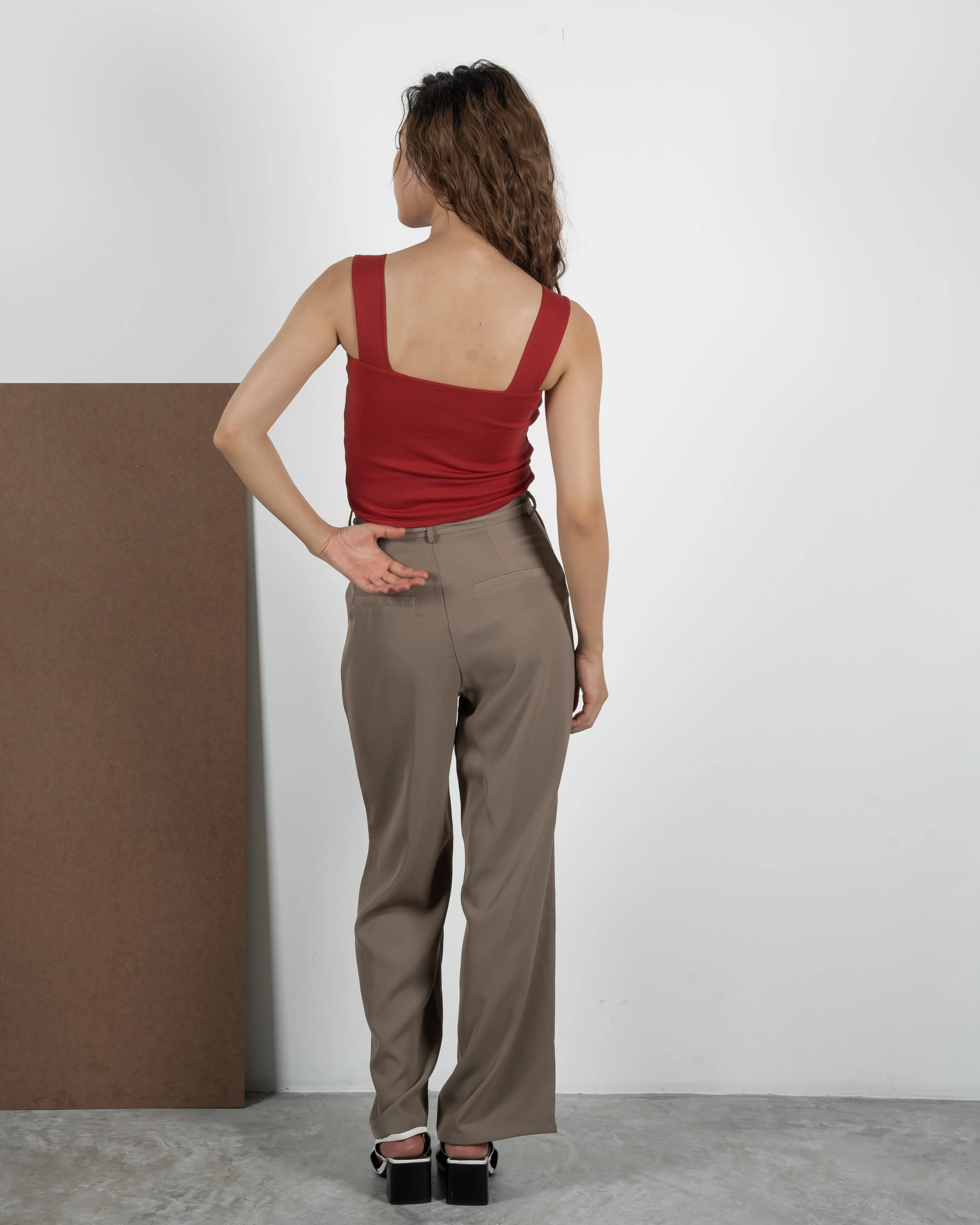 Stephanie Ribbon Tie Pants (Khaki Brown)