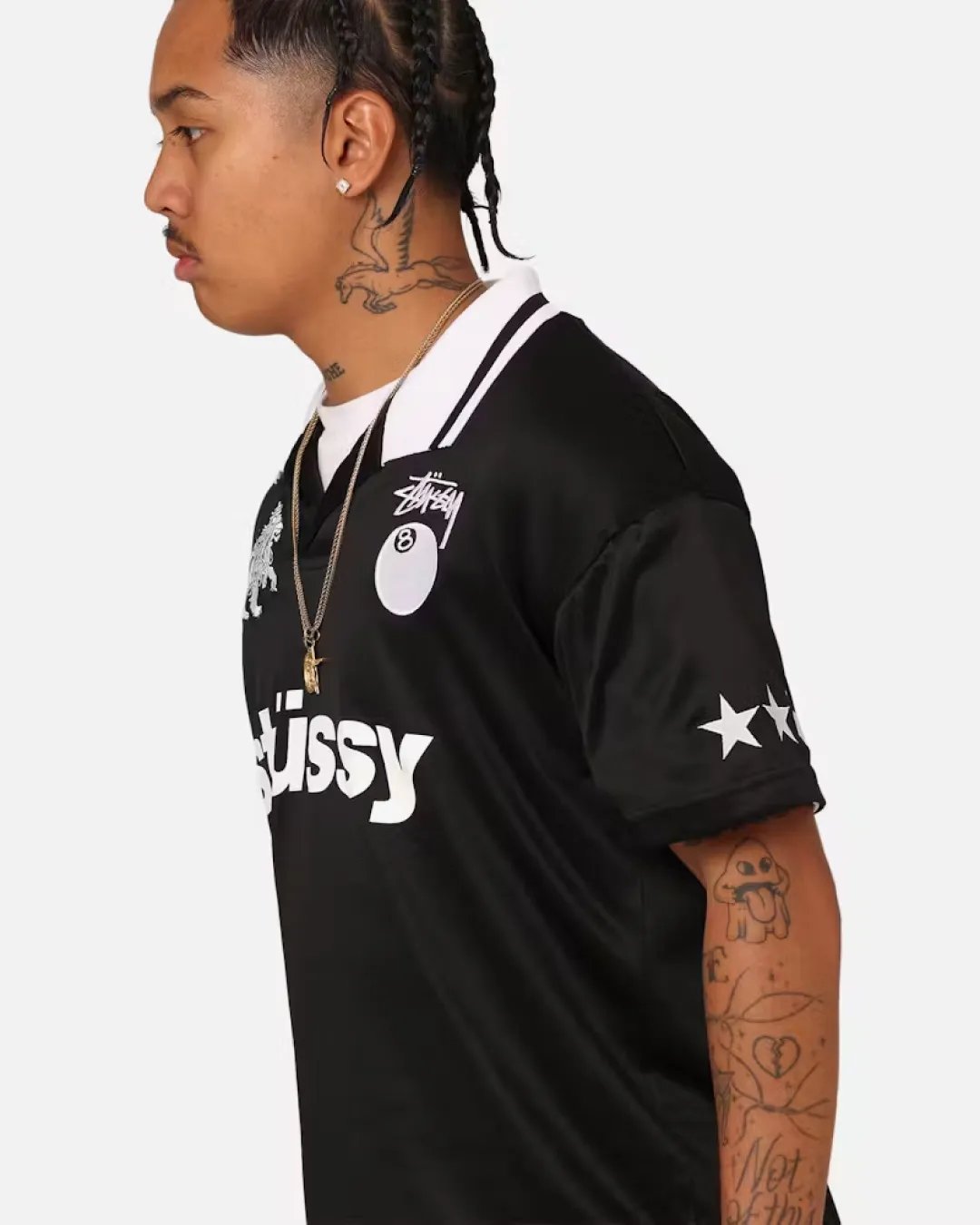 Stussy "World Tour" Football Polo Shirt - Black