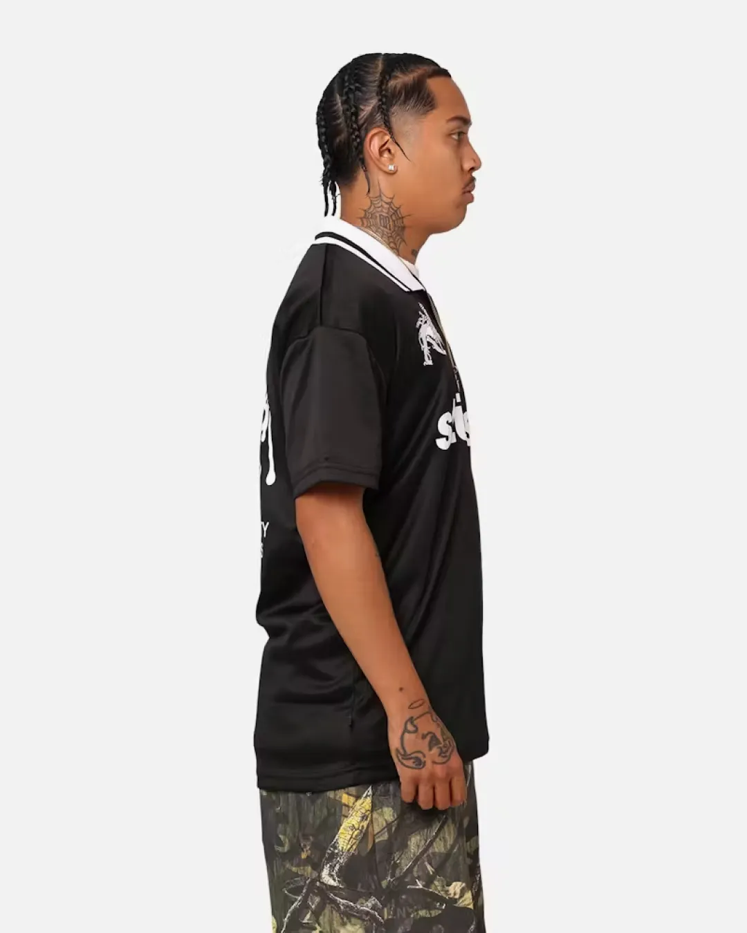 Stussy "World Tour" Football Polo Shirt - Black