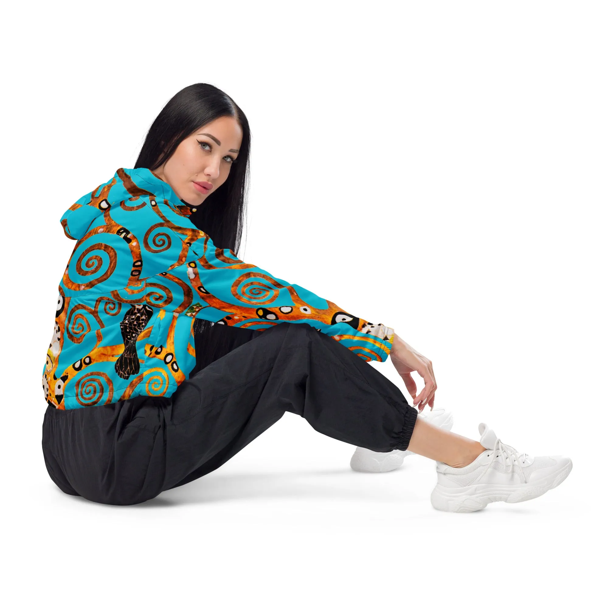 Tree of Life Gustav Klimt Women’s cropped windbreaker