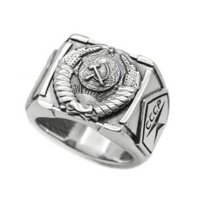 USSR Soviet Heraldry, Emblems of the Soviet Republics Ring Sterling Silver 925