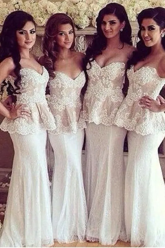 White Sweetheart Special Mermaid Bridesmaid Dress