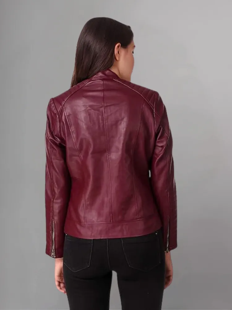 Woman Brown Color Sheep Leather Jacket