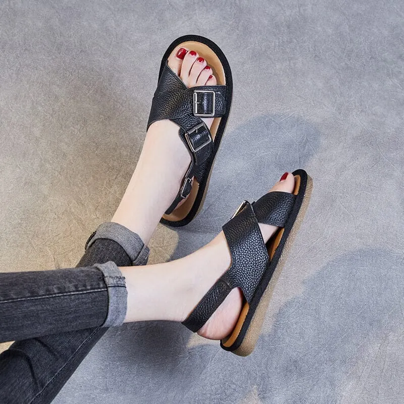 Women Summer Retro Casual Leather Sandals