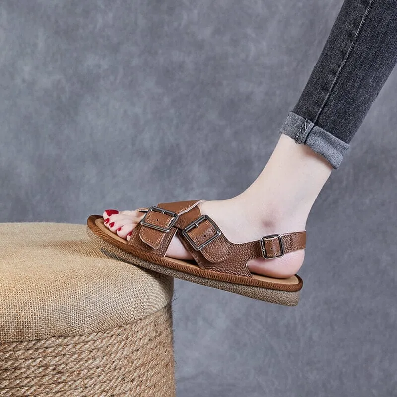 Women Summer Retro Casual Leather Sandals