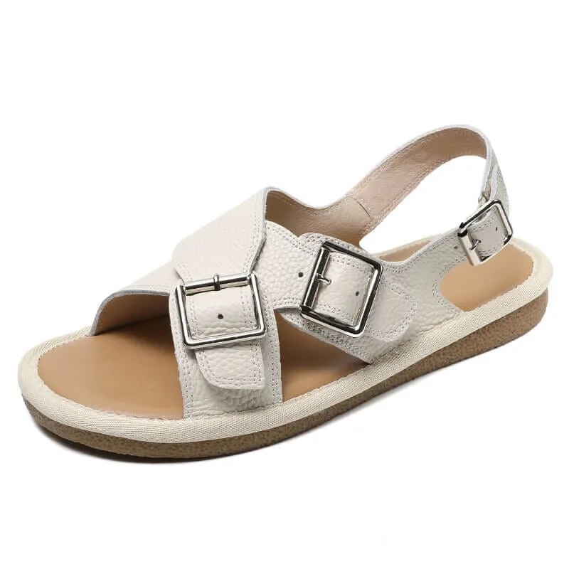 Women Summer Retro Casual Leather Sandals