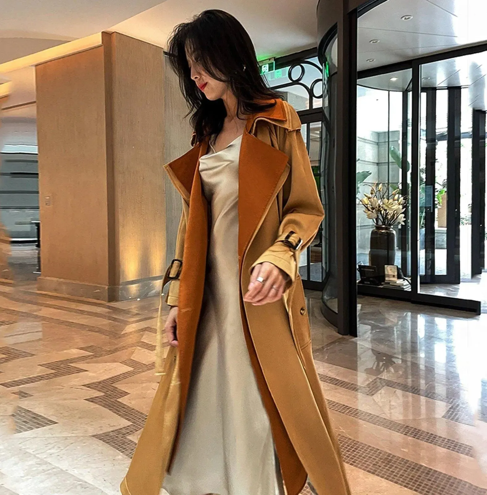 Women's Khaki Trench Coat,Double Breasted Coat,Women Windbreaker Jacket,women's trench coat,Women Long Coat,Fall Coat Women,Vivian7 T114