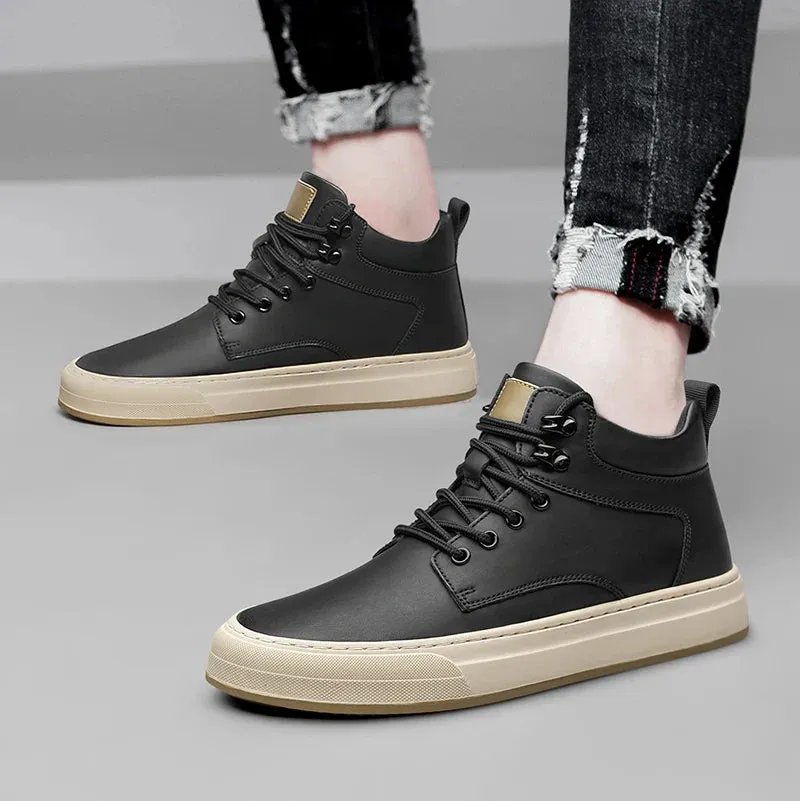 Xituodai  High Top Men's Sneakers Fashion Men Casual Shoes Genuine Leather Sneakers Tenis Masculino All-match Streetwear Skate Shoes Men