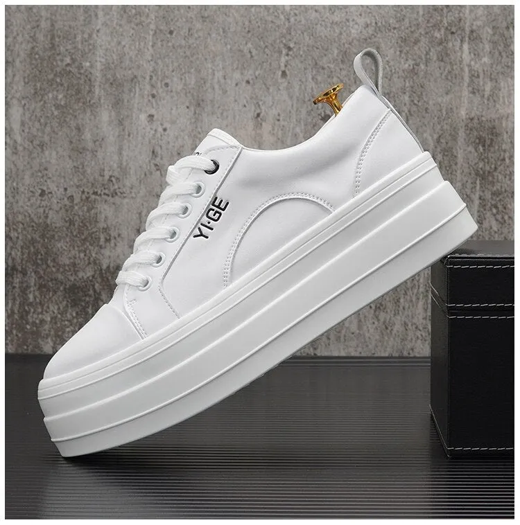 Xituodai  New White Leather Men Casual Shoes fashion Platform Sneakers Trainers Height Increasing Shoes Chaussure Homme